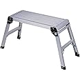 Aluminum Folding Work Platform,30L x12W x20H Step Stool for Adults, Work Bench with Non-Slip Mats, 330 Lbs Capacity, Portable Bench Step Ladders for Washing Vehicles, Home, Garage, Garden, Rv Step
