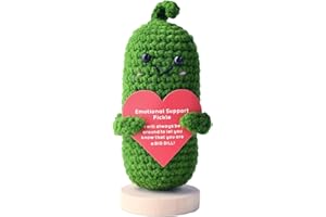 MeganJDesigns Emotional Support Crochet, Mini Handmade Cucumber Crochet Doll Cute Small Home Decor, Knitting Gifts for Women Friends (Pickle Boy)