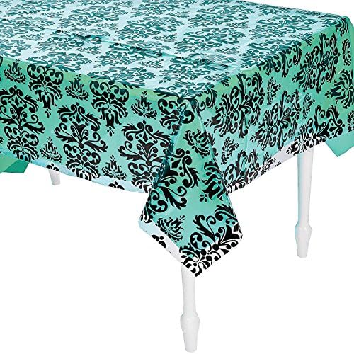 100' X 40" Plastic Clear Damask Tablecloth Roll - Party Tableware &amp; Table Covers (a)