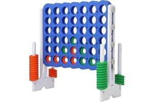 LDDAL Giant 4 Connect in a Row Game, Height Adjustable Jumbo Yard Games for Kids and Adults Outdoor Play, Backyard Large Four Connect Floor Games, Patent Authorized (Blue/White)