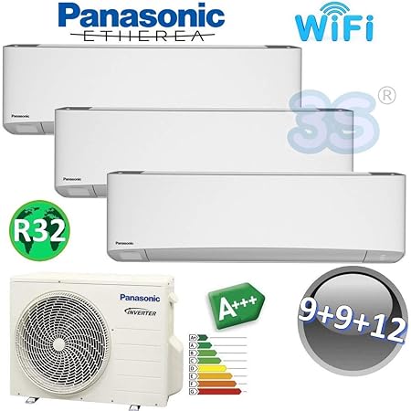 TRIO Split raum gerät ETHEREA PANASONIC Klimaanlage 2,5+2,5+3,2 KW A+++