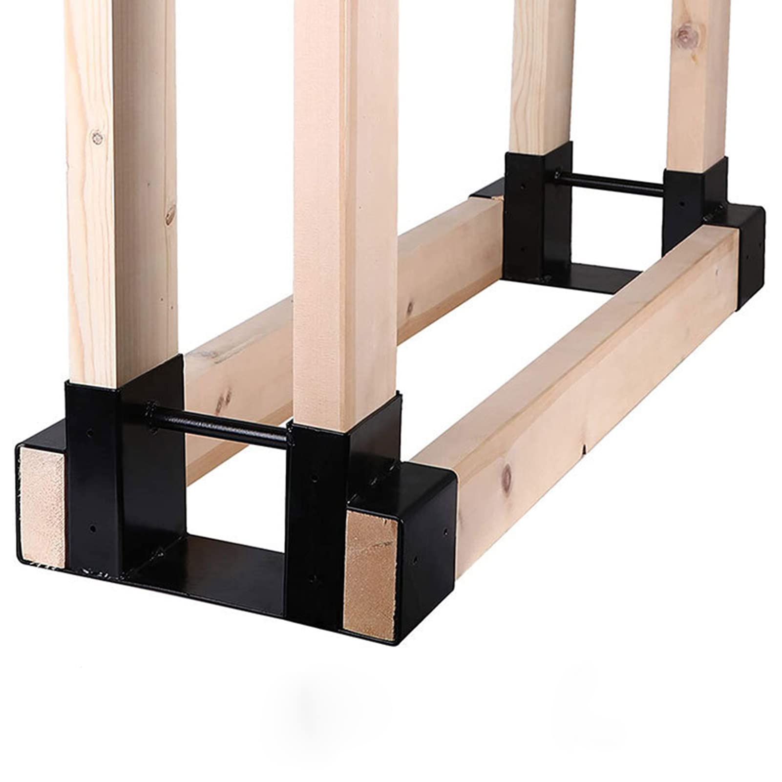 Shanrya Firewood Rack, Outdoor Firewood Log Storage Rack Bracket Heavy Duty Firewood Log Storage Fireplace Wood Storage Holder with Screws for Family Fireplaces,Outdoor Braziers, Black