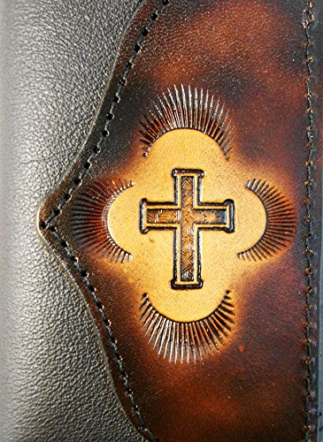Hilltop Leather Company Mens Handcrafted Leather Trifold Wallet Christian Cross