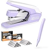 Marsrock Heavy Duty Stapler for Desk with 40-50 Sheet, 2000 Staples, Purple | Classroom Stapler, Teacher Stapler, Office Stapler, Ergonomic &amp; Easy to Load Desktop Stapler, Magnetic Staple Remover
