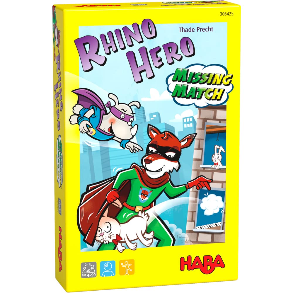 HABA 306425 Rhino Hero- Missing Match- A lightning-fast observation game- for Ages 4 and up- English version (Made in Germany)