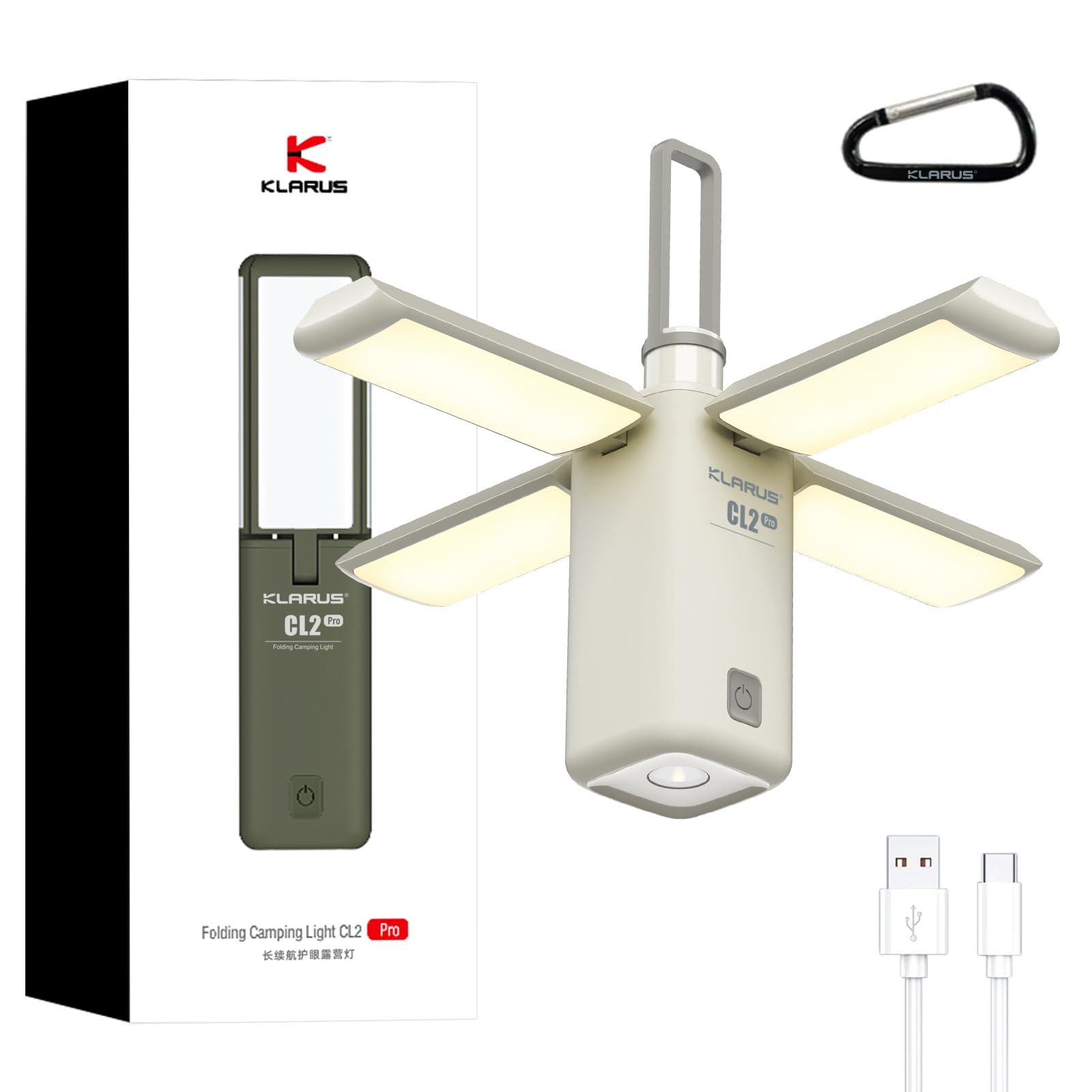 KLARUS CL2 Pro 14000mAh Super Large Capacity Camping Lights, Freefolding Rechargeable LED Camping Lantern, 750 Lumens, 8 Light Modes Great for Present, Camping, Emergency Kits and Travel