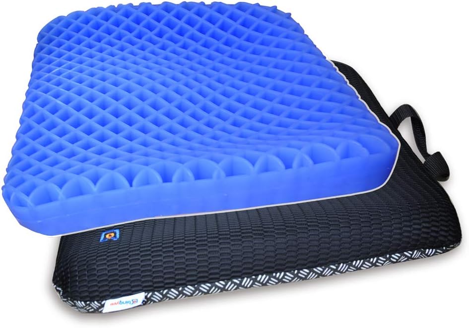 Bingyee Gel Seat Cushion 1.8 Inch Thick Double Gel Orthopedic Seat Cushion Pad for Pressure Relief Breathable Gel Sits Perfect for Office Chair, Car, Home, Wheelchair Sweat Resistant Chair Pads: Health & Personal Care