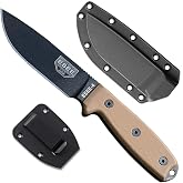 ESEE 4P Survival Knife - Field Tested Fixed Blade Knife with Molded Polymer Sheath &amp; Clip Plate, Full Tang, Plain Edge - Durable Outdoor Camping Blade with Sheath for Survival