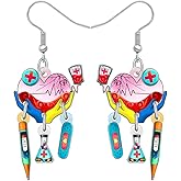 LONYOO Acrylic Cute Nurse Earrings Dangling Heart Syringes Charms Appreciation Future Nurse Practitioner Medical Assistant Gifts for Women Doctors Nursing Graduation Jewelry
