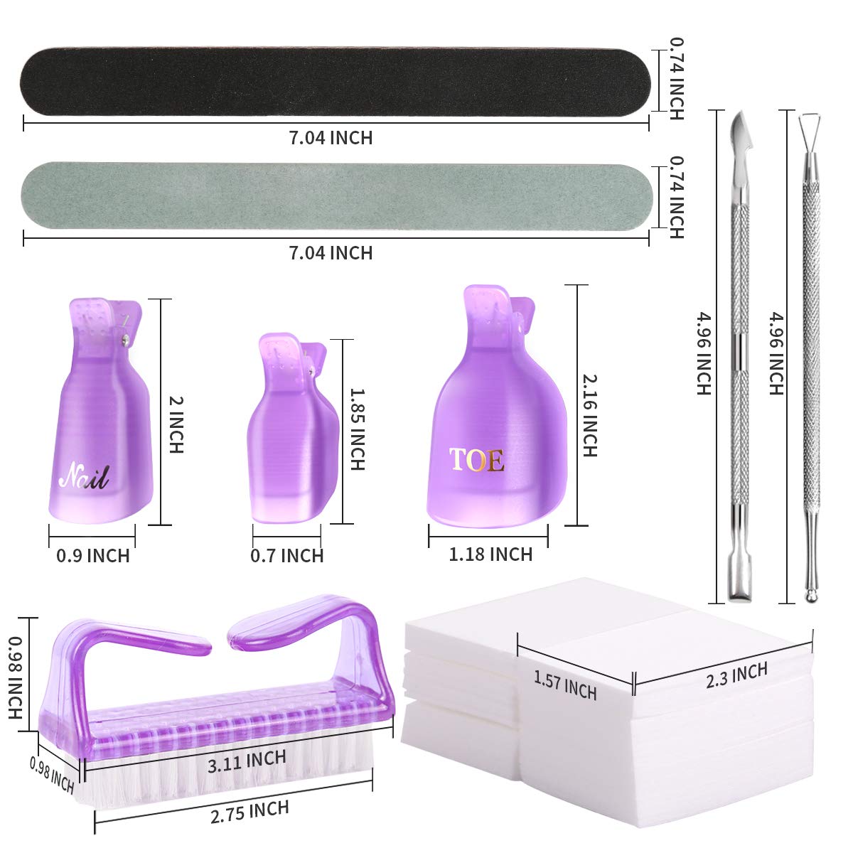 Gel Nail Polish Remover Tools Kit 20pcs Fingernail &Toenail Clips 114Pcs Nail Pads 5pcs 100/180 Grits Nail Files 400/4000 Grits Nail Buffer Nail Scraper for Dip Powder NailBy Teenitor: Beauty