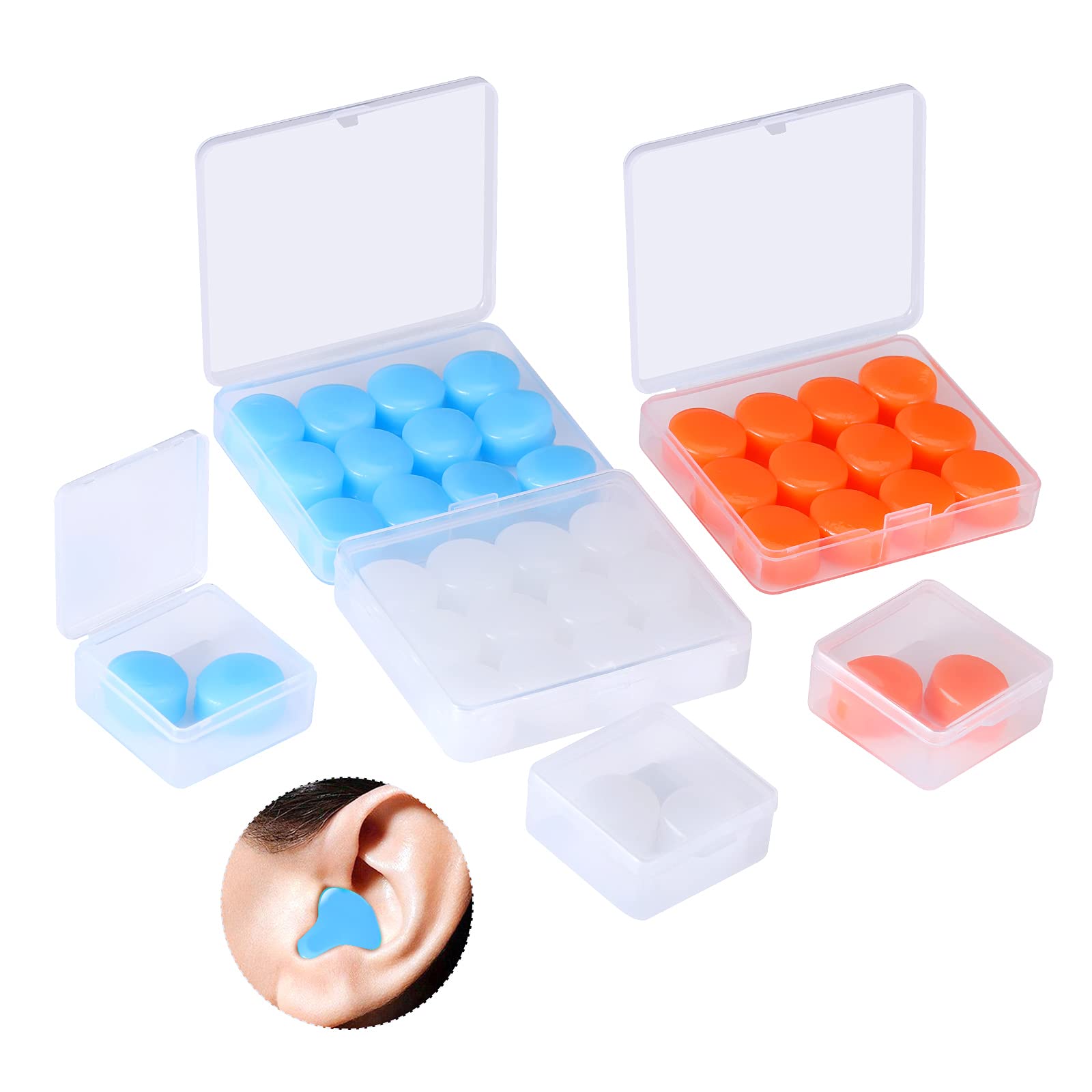 zhibeisai 21 Pairs Silicone Earplugs for Sleeping Noise Cancelling Sound Blocking Silicone Ear Gels Deep Sleep Silicone Ear Plugs Reusable Noise Cancelling Earbuds Earplugs Washable Earplugs 32dB NRR