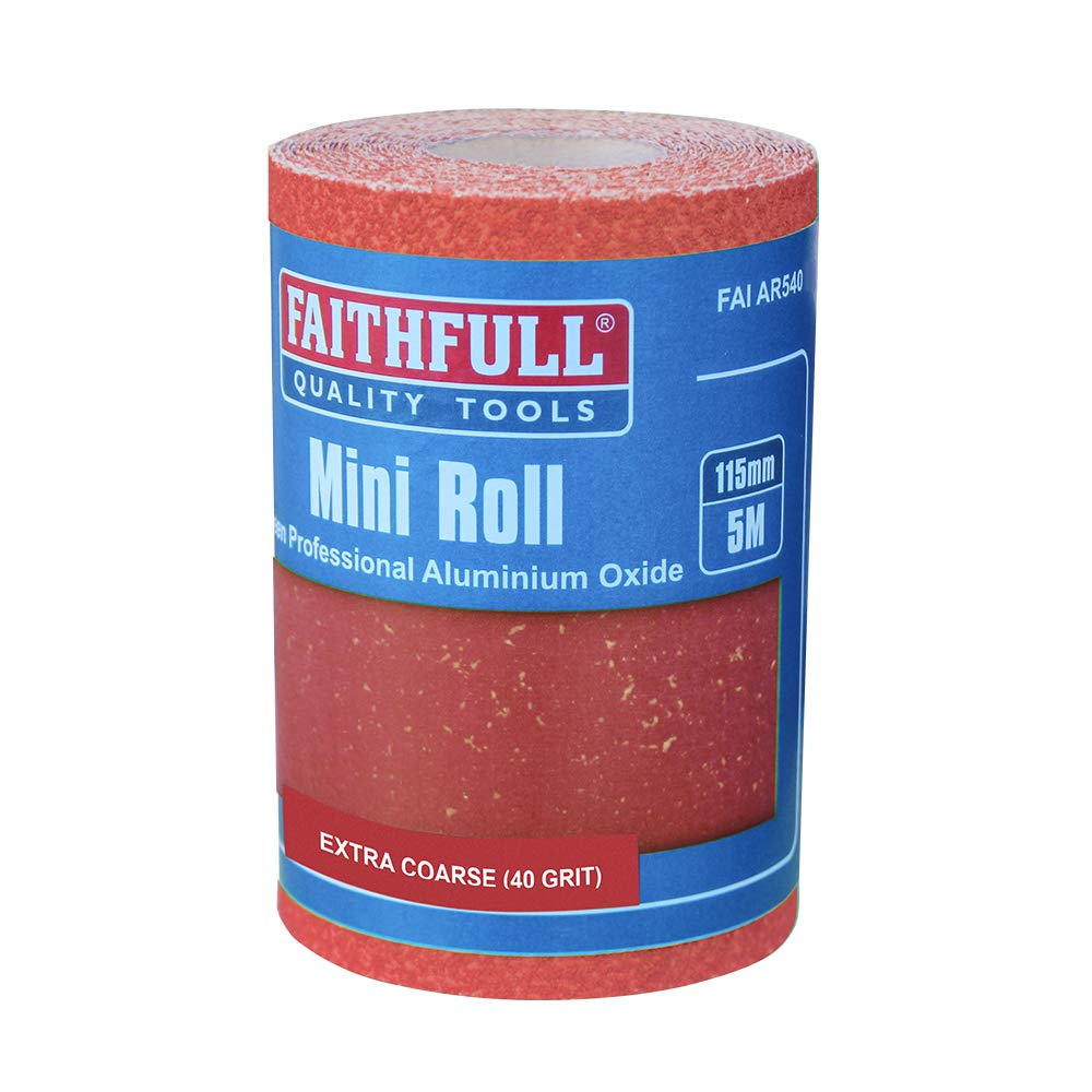 Faithfull FAIAR540R Aluminium Oxide Paper Roll 115mm x 5m 40g - Red Heavy Duty