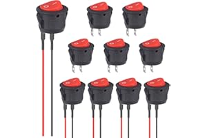 VEXUNGA Round Rocker Switch 12V ON Off Switches Small Mini 12Volt Toggle Switch 2Pin AC 6A 250V 10A 125V 12VDC KCD1 Red for C