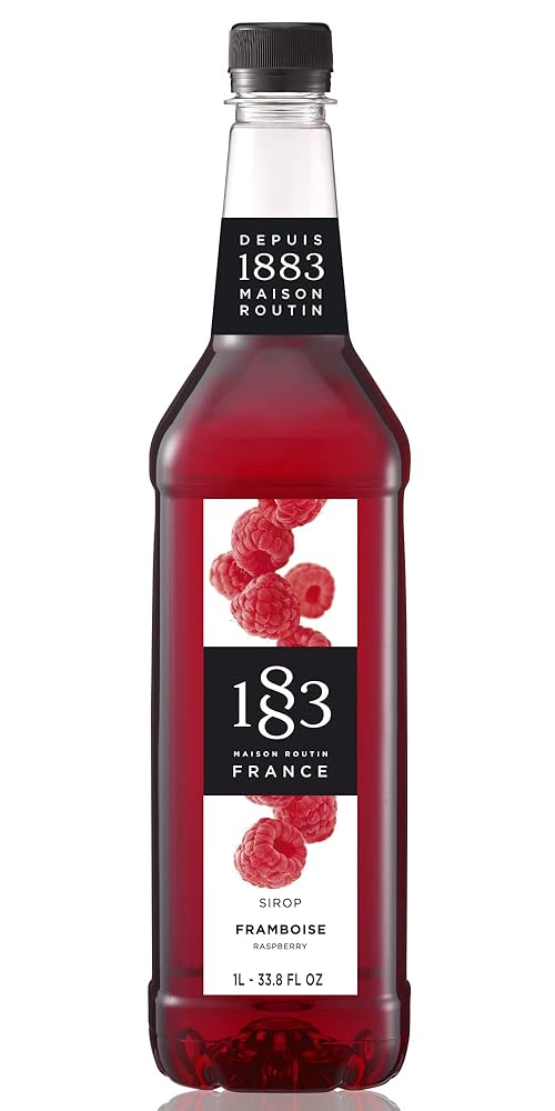 1883 Raspberry Syrup for Drinks, Made in France, 1 Liter Plastic Bottle