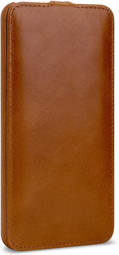 StilGut Slim Vertical Flip Case for Pixel 3 XL, Genuine Leather Google Pixel 3 XL Case, Cognac Brown - Image 5