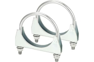 QWORK U-Bolt Muffler Tip Exhaust Hook, 2 Pack 3" OD Universal Silencer Exhaust Clip, Stainless Steel Exhaust Pipe Clamp