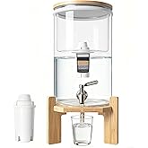 water filter dispenser Countertop water purifier System 2.1 Gallon Glass water filter with Wooden Stand and 1 Filters for Home and Office