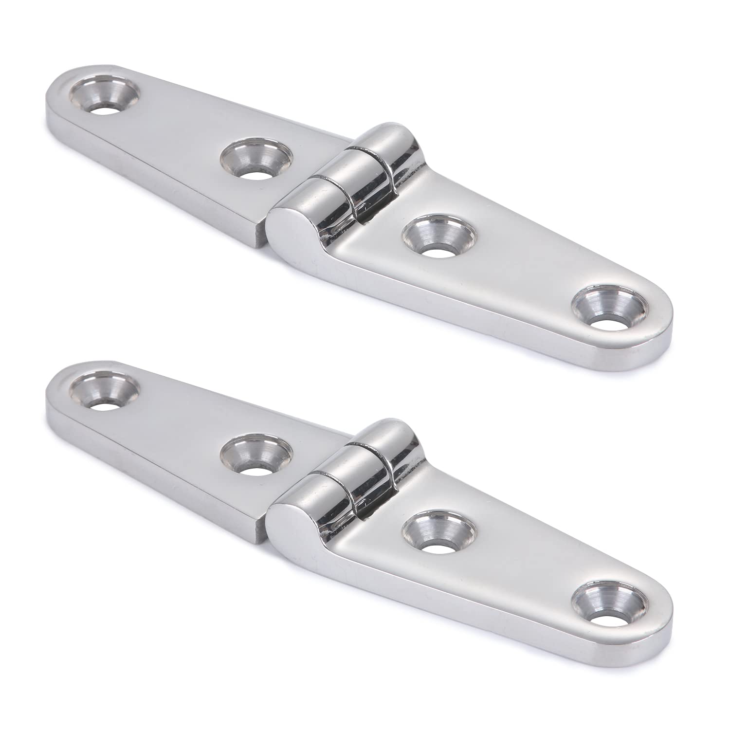 9Tong Heavy Duty Boat Hinge Strap Mirror Polished Marine Hinges Mount Hardware Hatch Stainless Hinge Door Corrosion Resistance SUS316 3.99 inch x 1.02 inch 2pcs