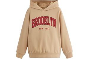 COZYEASE Boys' Letter Print Graphic Hoodies Long Sleeve Casual Fashion Pullover Tops Preppy Sweatshirts for Teen Boys