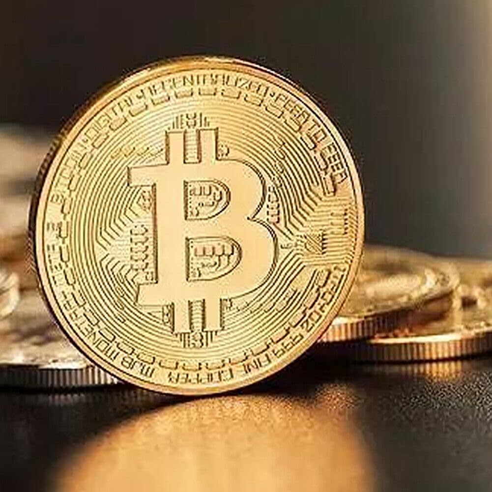 .999 Fine Gold Bitcoin Commemorative Round Collectors Coin - Bit Coin is Gold Plated Copper Physical Coin by Gold Bitcoin