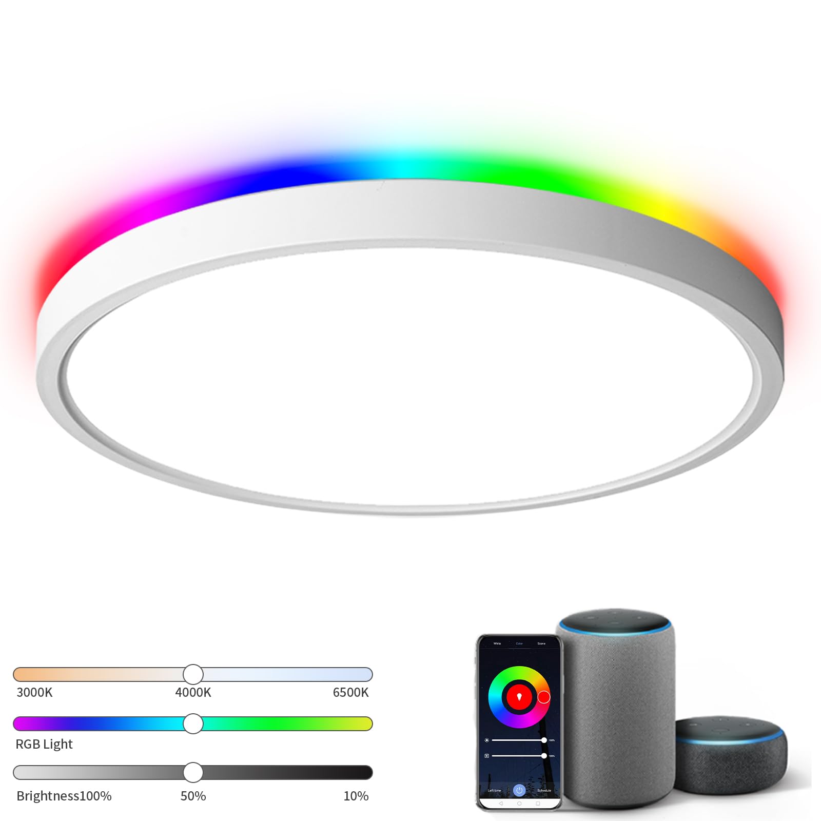 Photo 1 of ******************MISSING MOUNTING BRACKET*************
TALOYA 18 Inch Flush Mount Light Fixture Led,Compatible with Alexa Google Assistant Smart Life App,Sleek Round Ceiling Fixture,36+4W Main Light and RGB Night Light Adjustable,Enabled by 2.4G Wi-Fi