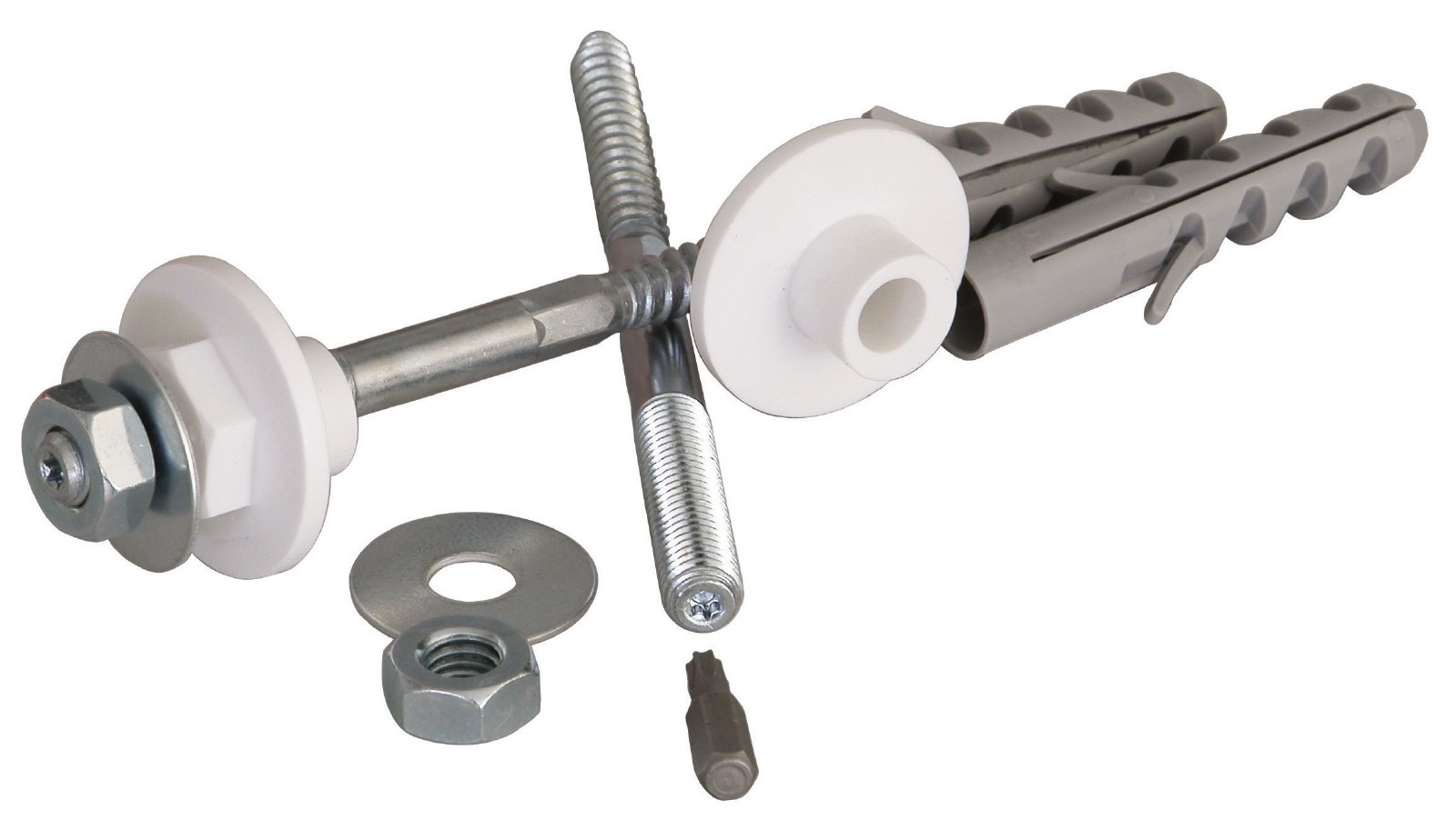 Sanitop-Wingenroth 225052 Quality Mounting Kit for Washbasin M10 x 140 mm, 14 mm Dowels and 2 Hanger Bolts, Washbasin Fixing with Torx T25 Bit, Galvanised