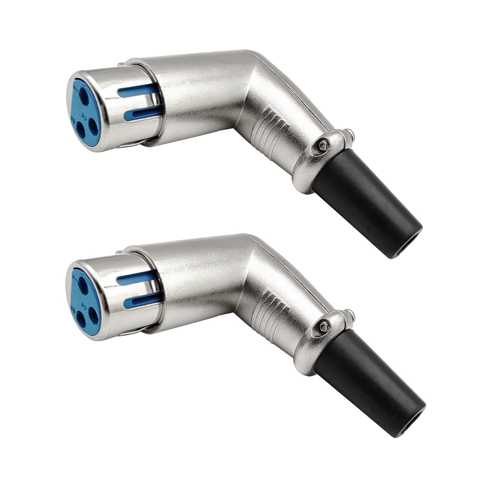 iYueMps XLR Connector, 2Pack 3-Pin 90 Degree XLR Female Plug Microphone Speaker Right Angle Adapter for Microphone, Loudspeakers, Dj Mixer, Stage Light