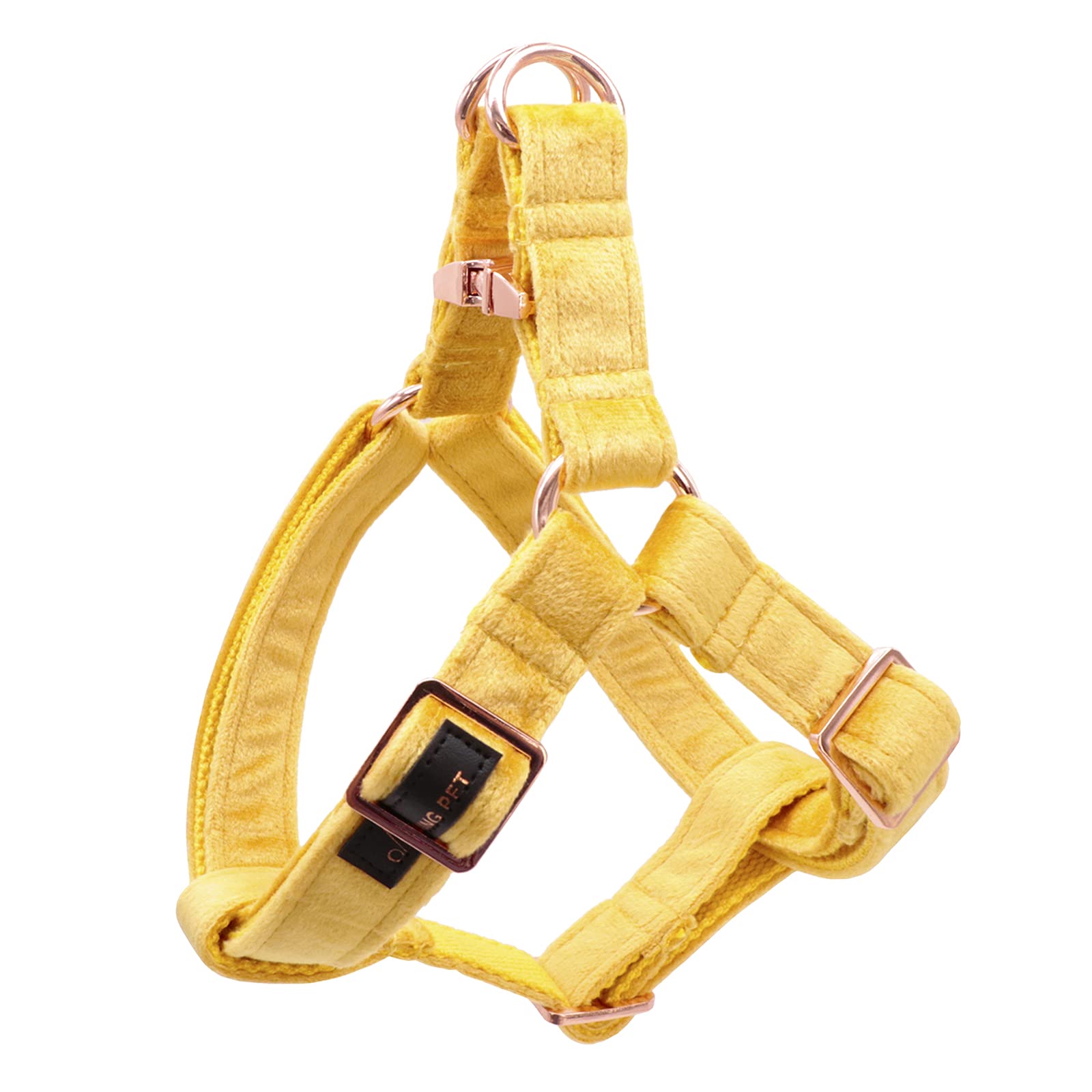 ARING PET Dog Halter Harness, Velvet, Elegant, No-Choke Design, Small, Yellow
