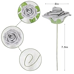 Artificial Flowers 25pcs Real Looking Grey Foam