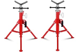 ExploreHorizon 2PCS Pipe Jack Stand, Heavy Duty Pipe Stand, 2500LB Jack Stands Carbon Steel with Portable Folding Legs 28-52 Inch Height Adjustable 1/8"-12" Capacity