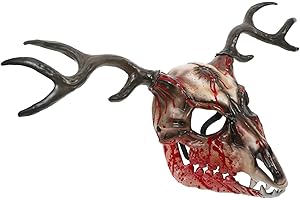 TOBBOMEY Detachable Halloween Horned Deer Mask Half Face Cosplay Prop for Men and Women Comfortable