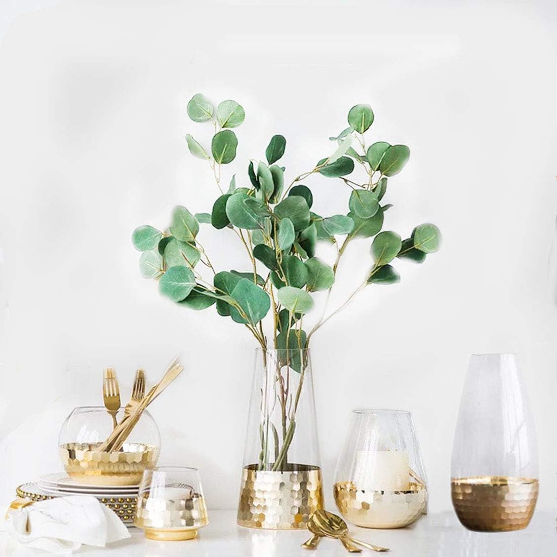 cyl home Hurricane Candleholders Clear Glass with Golden Honeycomb Decor Dining Table Centerpieces Bowl Tea Light Holders Gifts for Wedding Housewarming Christmas Party，6.7'' H x 3.9'' D: Home & Kitchen