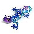 ZOOCRAFT Glass Gecko Figurine Blue Miniature Hand Blown Lampwork Animal Statue Decor