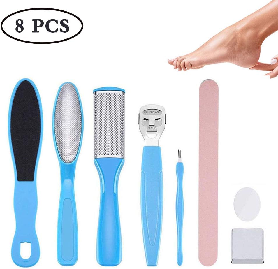 LINMO 8 in 1 Professional Pedicure Set/Kit Pedicure Tools Foot File Foot Rasp Best Callus Remover for Dry and Wet Feet, Exfoliates, Removes Hard Skin, Surgical Grade Stainless Steel File