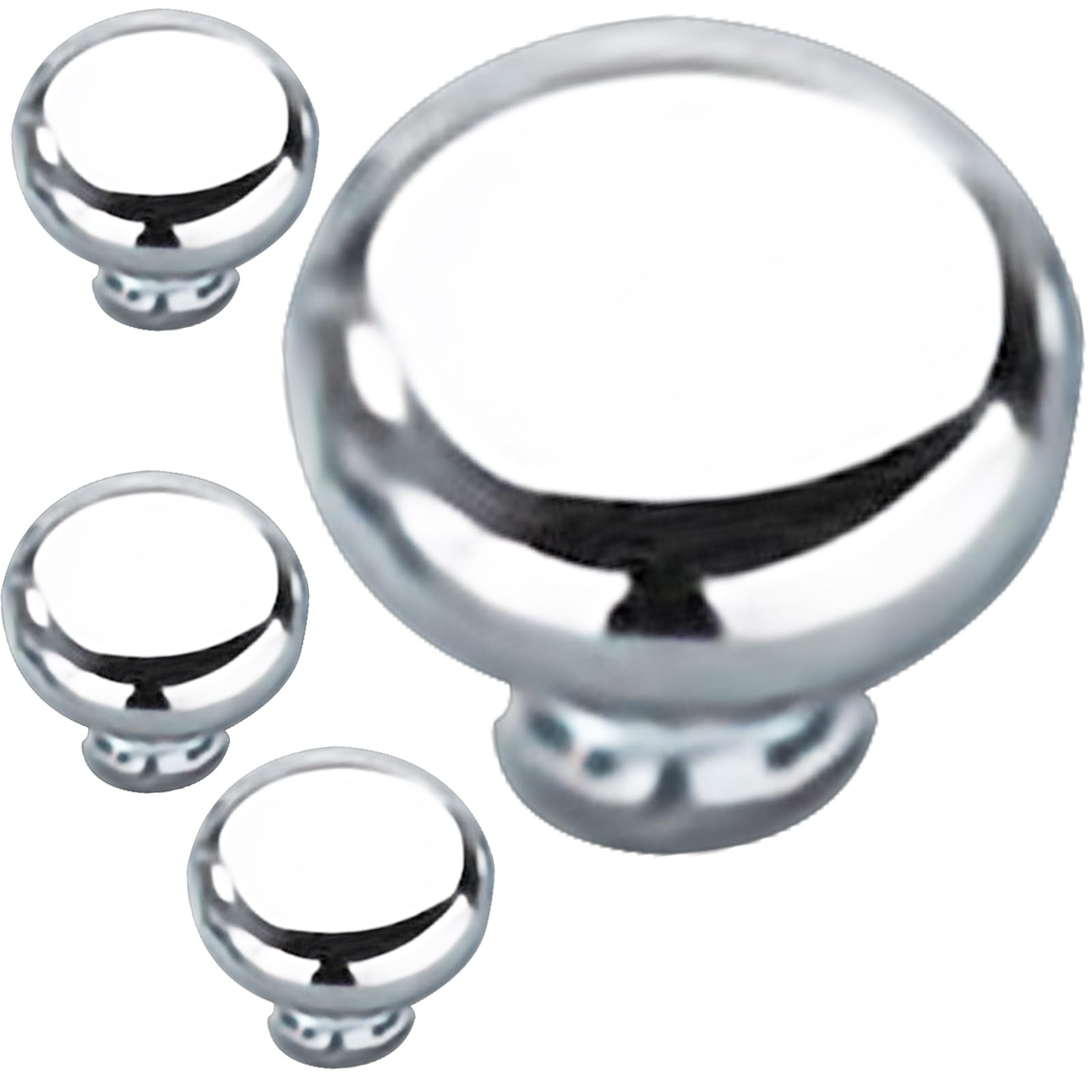 Rhinenet 4 Pieces Drawer Knobs Round Dresser Knobs Drawer Cabinet Hardware Single Hole with Screw Cabinet Pulls Dresser (Silver Color)