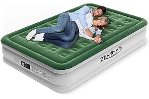 Zearna Air Mattress Queen with Built in Pump - 16" Comfort Blow Up Bed, 2 Mins Quick Self Inflatable with Double Air Chamber, with Storage Bag, for Camping,Home,Travel, 650lbs Max