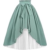 Nuoqi Women Renaissance Skirt Long Victorian Skirt Summer Flowy Maxi Skirt with Pocket Green