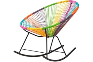 Outdoor Rocking Chair for Patio, Porch & Garden – All-Weather Wicker Acapulco Chair with UV-Resistant Vinyl Cord & Rust-Proof