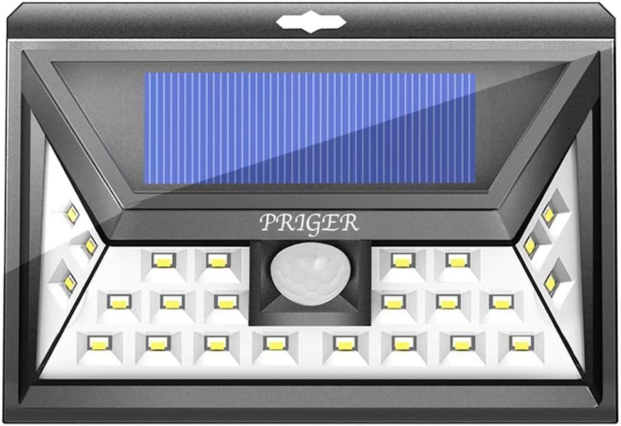 Priger Solar Lights Outdoor Motion Sensor Security Light - Outside LED Flood/Spotlight for Patio, RV, Deck, Pathway - Waterproof Wireless Solar Powered Yard Lighting/Wall Light Luces Solares