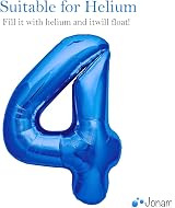 Jonami Balloon 4 Blue XXL Foil 40in Birthday Number 4 Boy Decoration view 3