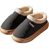 Epsion Women Men's Winter Waterproof Slippers Indoor/Outdoor House Shoes Non-Slip Cozy Fleece Lined Warm Slip-On Slipper