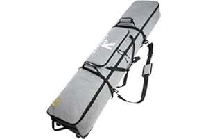 Kioqiear Rolling Ski Bag with Wheels for Air Travel,Padded Double Ski Bag to Hold 2 Pairs of Skis up to 175 or 190 cm.