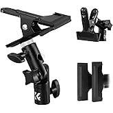 K&amp;F CONCEPT Photography Reflector Holder, 5/8" Heavy Duty Metal Clamp | Light Stand Clip Mount with Umbrella Hole for Diffuser, Lighting, Photo Video Studio LI01