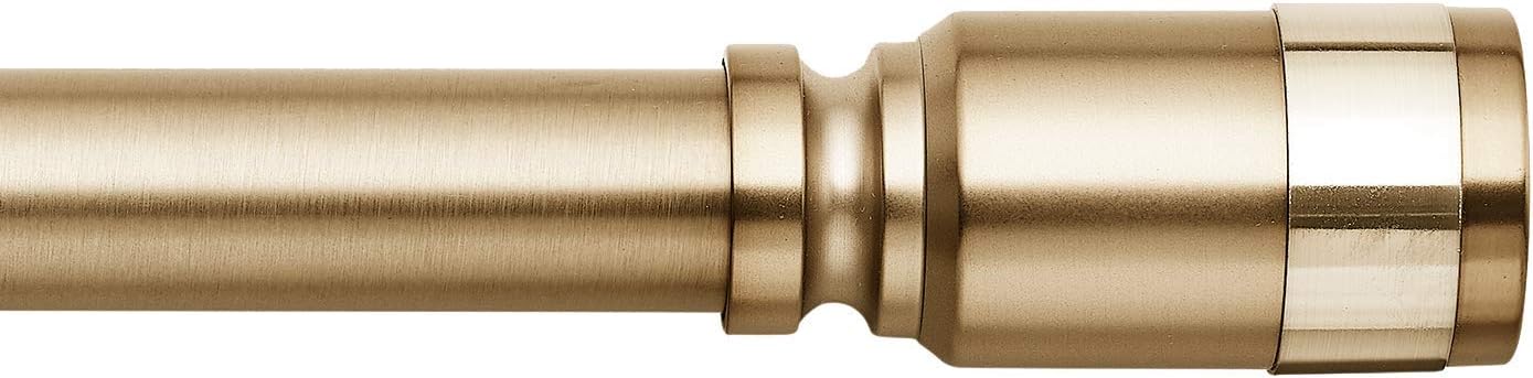 MODE Premium Collection Single Curtain Rod Set with Cylinder finials - 72 to 144 in, Gold