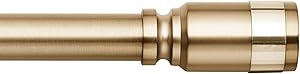 MODE Premium Collection Single Curtain Rod Set with Cylinder finials - 72 to 144 in, Gold