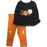 Cat & Jack Infant & Toddler Girls Boo Pumpkin Halloween Outfit Top & Leggings Set