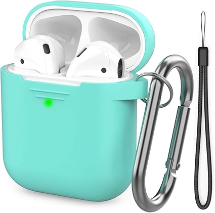 AhaStyle AirPods Case Cover Premium Silicone Protective Cover Skin Accessories [Hand Strap Included] Compatible with AirPods 2 & 1（Mint Green)