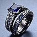JunXin Two Pieces Black Gold Bridal Wedding Set Princess Cut Sapphire Blue Main Stone Size5-11