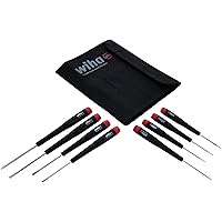 Wiha 26099 Precision Slotted Screwdriver Set in Canvas Pouch, 8 Piece Set