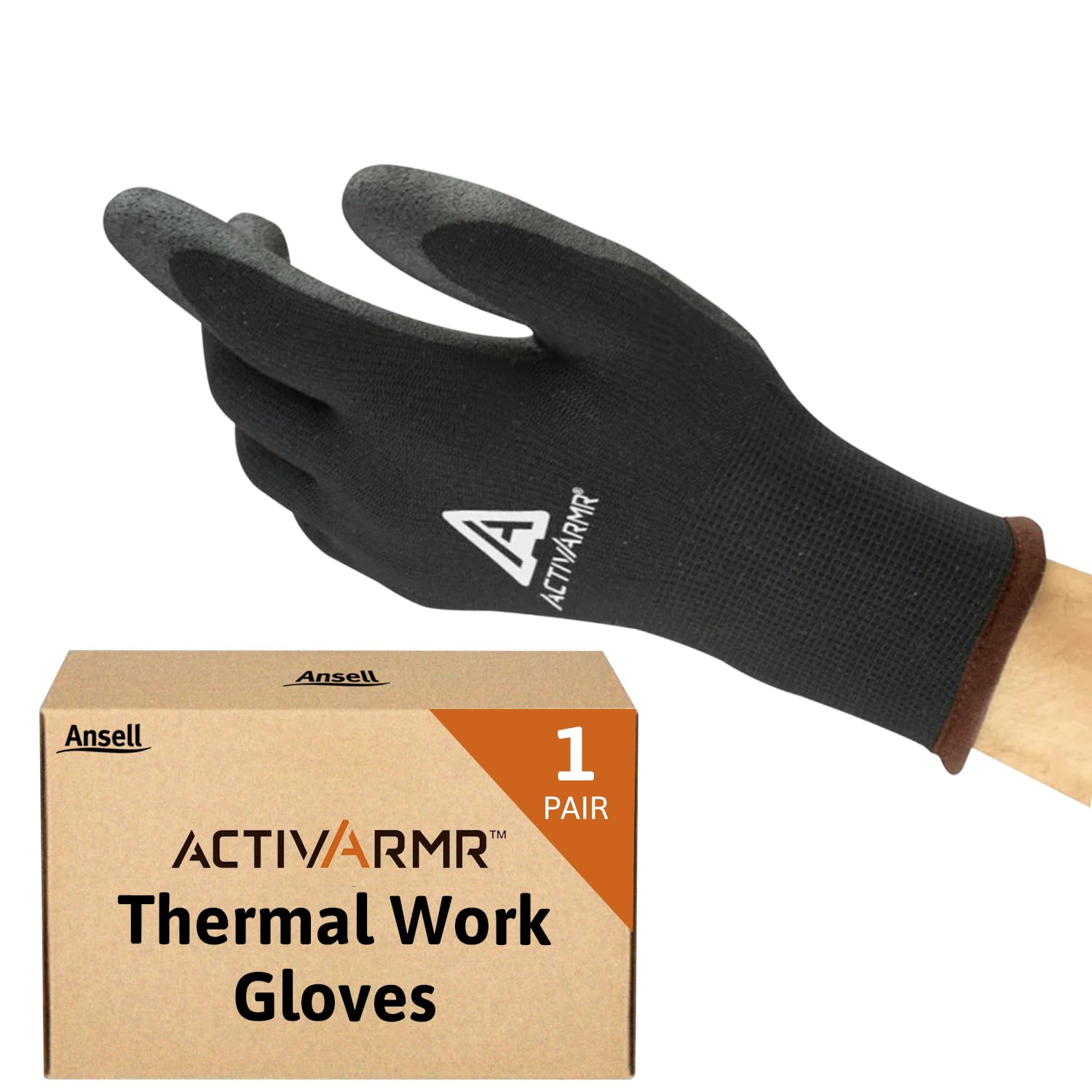 Ansell ActivArmr 97-631, Thermal Gloves, Cold-Resistant Protective Gloves with PVC Coating, Grip Gloves for Dexterity, Insulated Acrylic Interior for Winter Use, Work Gloves Large, 1 Pair